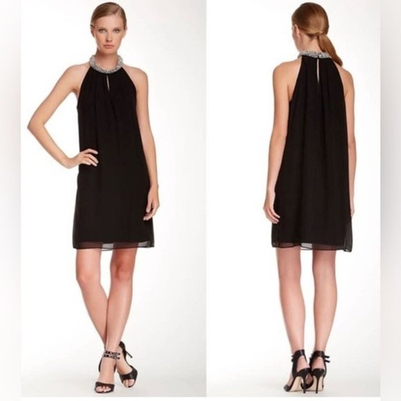 Diane Von Furstenberg Women's Sz 4 Lainey Embellished Black Silk Dress